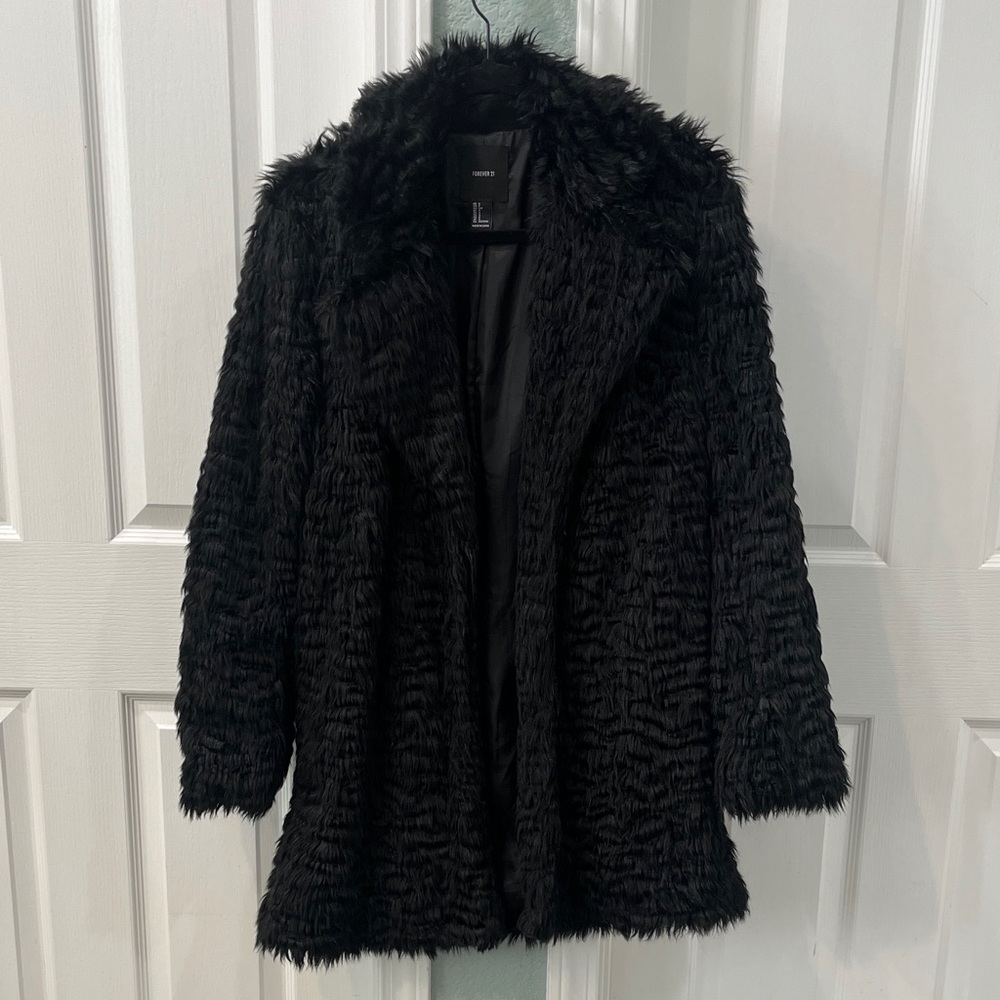 Forever 21 Black Faux Fur Teddy Jacket